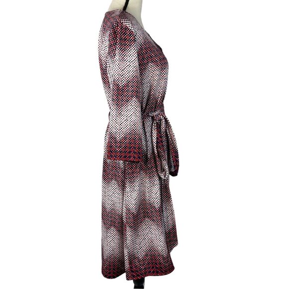 ModCloth 1X-Large Wrap Dress Chevron Dots Stretch 3/4 Sleeve Belted V-Neck Multi - Picture 5 of 10